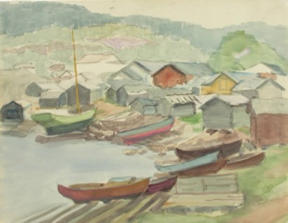 Fishing village in Suursaari, 1933. Creator: Evert Roos.