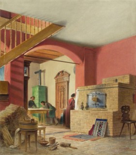 A view of the artist Vladimir Svertskov's stained glass studio in Schleißheim, 1850-1889. Creator: Heinrich Stohl.