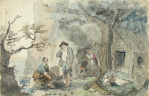 Landscape with People, 1840-1874. Creator: Robert Wilhelm Ekman.