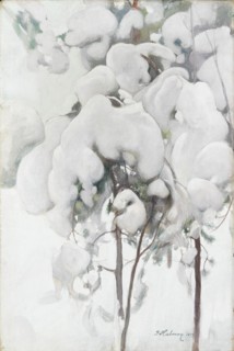 Snow-Covered Pine Saplings, 1899. Creator: Pekka Halonen.