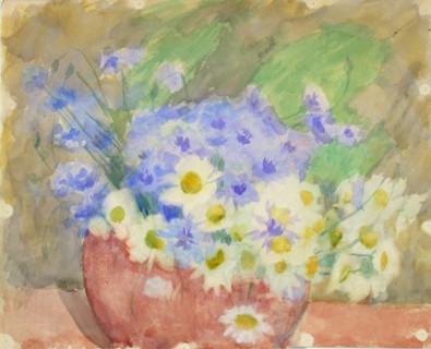 Cornflowers and daisies in a vase. Creator: Maria Wiik.