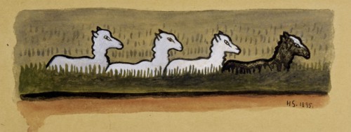 Sheep in Line, 1895. Creator: Hugo Simberg.