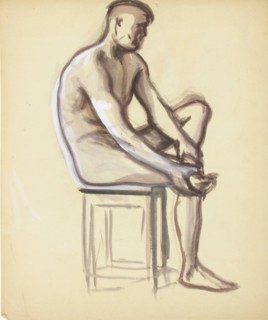 Seated nude, sketch, c1910s. Creator: Verner Thome.