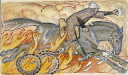 The Knight and the Snake King, Illustrated by the Seven Brothers, 1907. Creator: Akseli Gallen-Kallela.