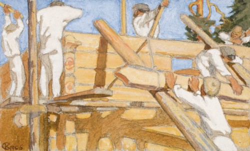 A House of Stout Logs, 1906. Creator: Akseli Gallen-Kallela.