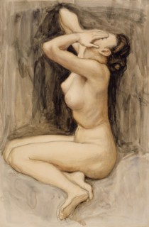 Despair, study for the "By the River of Tuonela", Jusélius Mausoleum, 1903. Creator: Akseli Gallen-Kallela.