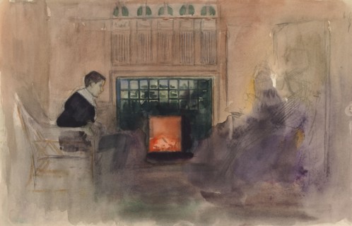 Erik Edelfelt Sitting by the Fire in the Villa in Kilo, c1898. Creator: Albert Edelfelt.