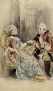 Couple Having a Conversation, Rococo Attire, c1890s. Creator: Albert Edelfelt.