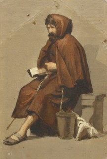 Sitting monk, model exercise, c1890s. Creator: Albert Edelfelt.
