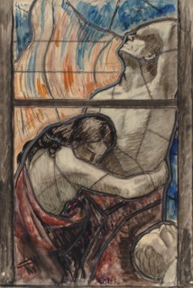 Purgatory, detail of a stained glass composition for the Turku Cathedral, 1923. Creator: Magnus Enckell.