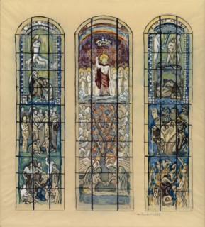 Sketch for the chancel stained glass window in Turku Cathedral, 1923. Creator: Magnus Enckell.