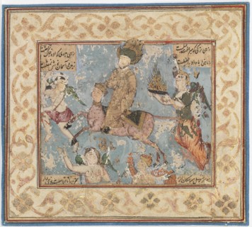Prophet Mohamed ascends to heaven on Buraq's back, c1800. Creator: Unknown.