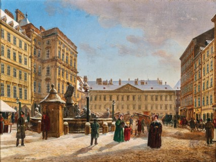The Neuer Markt in Vienna in winter, 1835. Creator: Alt, Rudolf von (1812-1905).