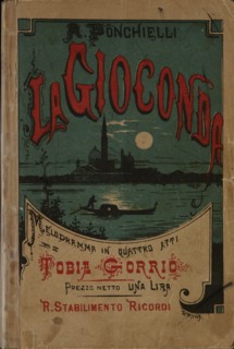 Cover of the libretto for the opera "La Gioconda" by Amilcare Ponchielli, 1876. Creator: Anonymous.