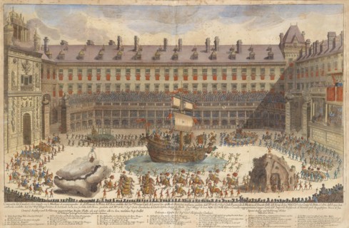 Equestrian ballet in the courtyard of the Vienna Hofburg on the occasion of the wedding of..., 1667. Creator: Anonymous.