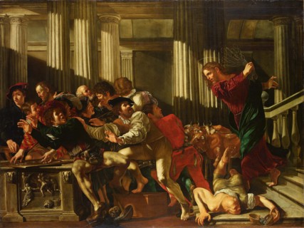 Christ Driving the Money Changers from the Temple, 1610. Creator: Boneri (Cecco del Caravaggio), Francesco (um 1589-um 1620).