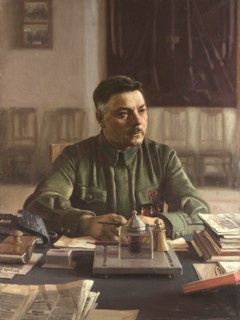 Portrait of Kliment Voroshilov (1881-1969) in his Office, 1929. Creator: Brodsky, Isaak Izrailevich (1884-1939).