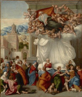 The Nativity of the Virgin, c 1550. Creator: Caroto, Giovan Francesco (c. 1480-1555).