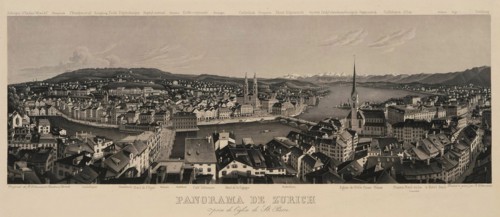 Panorama of Zurich seen from the St. Peter Church. Creator: Dikenmann, Rudolf (1793-1883).