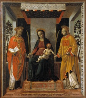 Virgin with Child between Saints Faustinus and Jovita, c 1502-1507. Creator: Foppa, Vincenzo (active 1456-1516).