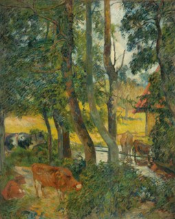 Landscape in Normandy (Cows at the Trough), 1885. Creator: Gauguin, Paul Eugéne Henri (1848-1903).