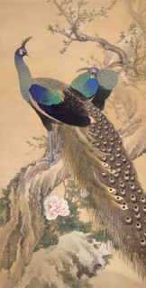 A Pair of Peacocks in Spring, 1901. Creator: Keinen, Imao (1845-1924).