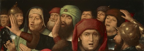 Jews and Roman soldiers. (Fragment of a Mocking of Christ), 15th century. Creator: Memling, Hans (1433/40-1494).