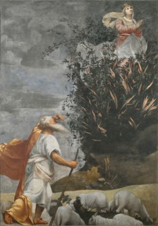 Moses and the burning bush at Horeb, c 1525. Creator: Moretto da Brescia, Alessandro (ca 1498 - 1554).