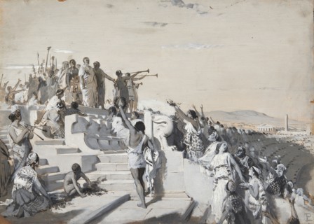 Titus Quinctius Flaminius proclaims the freedom of the Greek states. Creator: Pogliaghi, Lodovico (1857-1950).
