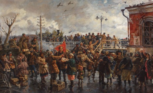 Railroad station, 1948. Creator: Savitsky, Georgi Konstantinovich (1887-1949).