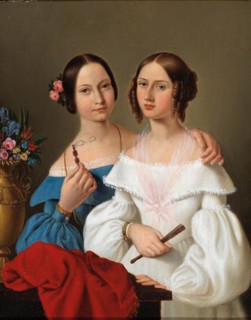 Portrait of the sisters Auguste von Luschin (1823-1912) and Caroline von Luschin (1822-1898). Creator: Schiavoni, Giovanni (1804-1848).
