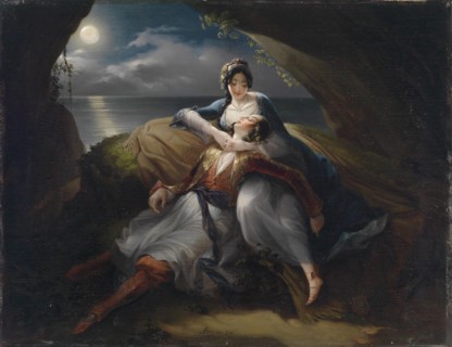 Angelika and Medoro. Scene from "Orlando Furioso" by Ludovico Ariosto, 1833. Creator: Stroj, Mihael (1803-1871).