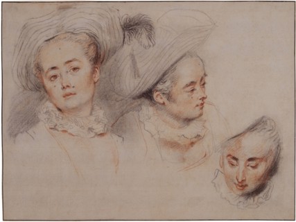 Three Studies of a Young Woman's Head, 1716-1717. Creator: Watteau, Jean Antoine (1684-1721).