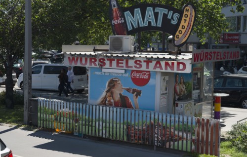 Mat's hot dog 'wurstelstand', Vienna, Austria, 2022. Creator: Ethel Davies.