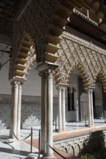Courtyard of the Royal Alcazar of Seville, the royal palace prevously a citadel, Spain, 2023. Creator: Ethel Davies.