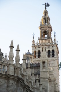 The Giralda, the Islamic bell tower, Cathedral of Seville, Spain, 2023. Creator: Ethel Davies.