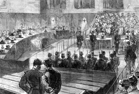 The Communist Trials at Versailles: the court cleared - reading the sentence, 1871. Creator: Unknown.