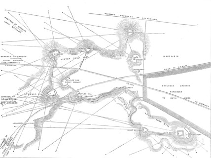 The Autumn Campaign: plan of Sir Hope Grant's intrenchments on Chobham Common, 1871. Creator: Unknown.