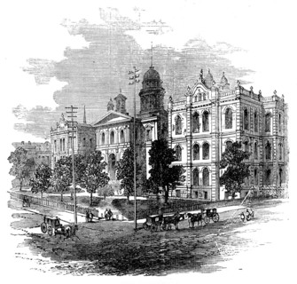 The Great Fire at Chicago: the Courthouse, 1871. Creator: Unknown.