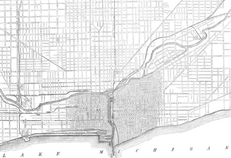 The Great Fire at Chicago: plan showing the extent of the fire, 1871. Creator: Unknown.