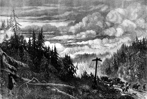 The great forest fires in America: view near Fox River, 1871. Creator: Unknown.