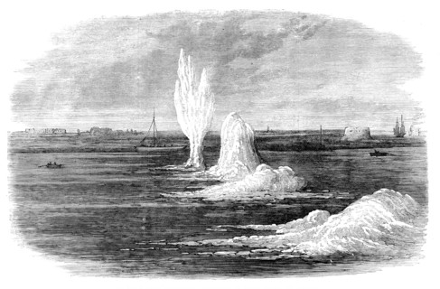 Chatham Siege Operations: explosion of mines under the Medway, 1871. Creator: Unknown.