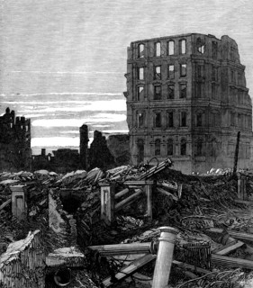 The Ruins of Chicago: the First National Bank, 1871. Creator: Unknown.