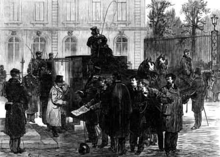 Students interceding with M. Thiers for the life of Rossel, 1871. Creator: William James Palmer.