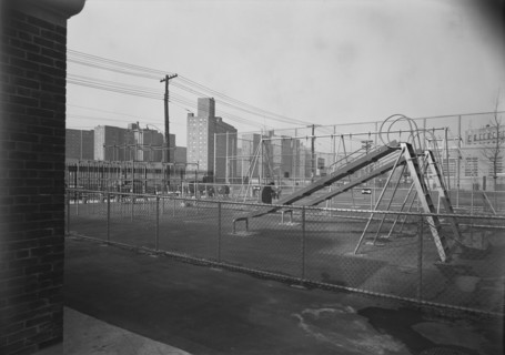 School playground (PS 122), Kingsbridge Rd. and Bailey Ave., Bronx, 1955. Creator: Gottscho-Schleisner, Inc.
