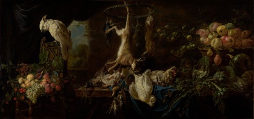 Still Life with Game, Vegetables, Fruit, and a Cockatoo, 1650. Creator: Adriaen van Utrecht.