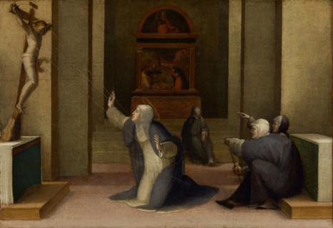 Saint Catherine of Siena Receiving the Stigmata, about 1513-1515. Creator: Domenico Beccafumi.