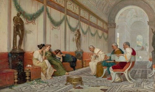 Interior of Roman Building with Figures, late 19th century. Creator: Ettore Forti.