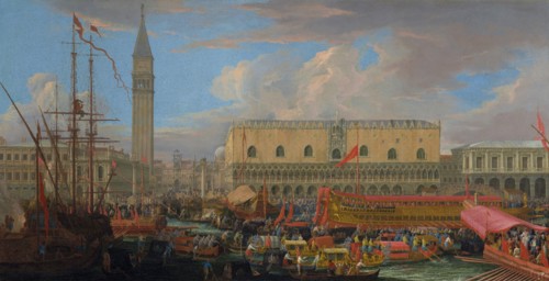 The Bucintoro Departing from the Bacino di San Marco, 1710. Creator: Luca Carlevarijs.