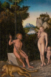 A Faun and His Family with a Slain Lion, about 1526. Creator: Lucas Cranach the Elder.